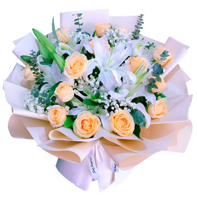 十堰16朵香槟玫瑰2支百合，爱的温暖和幸福