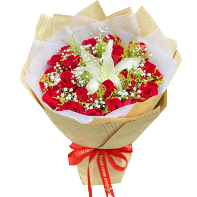十堰19朵红玫瑰1支百合，永恒之美