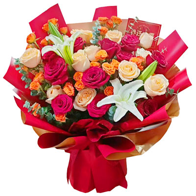 十堰19朵玫瑰百合,爱情永不凋零
