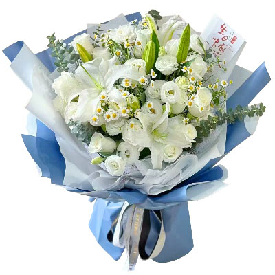 十堰11朵白玫瑰桔梗百合，爱永恒不息
