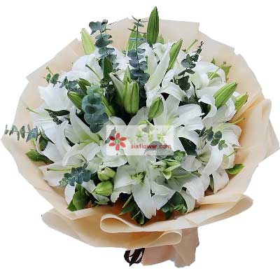 十堰9支白色多头百合，祝福你幸福
